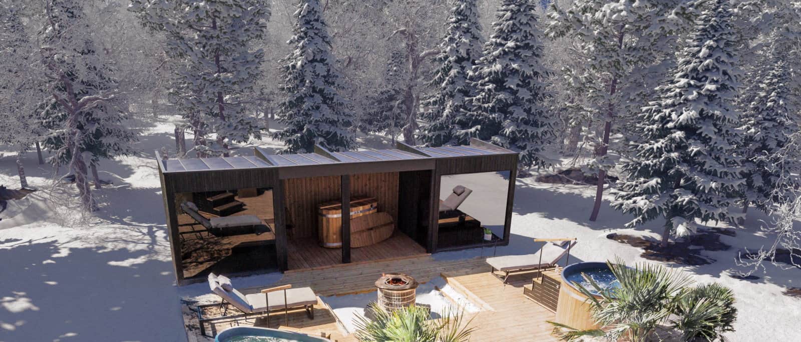 Kirami FinVision Sauna Nordic Misty Annex System im Winter