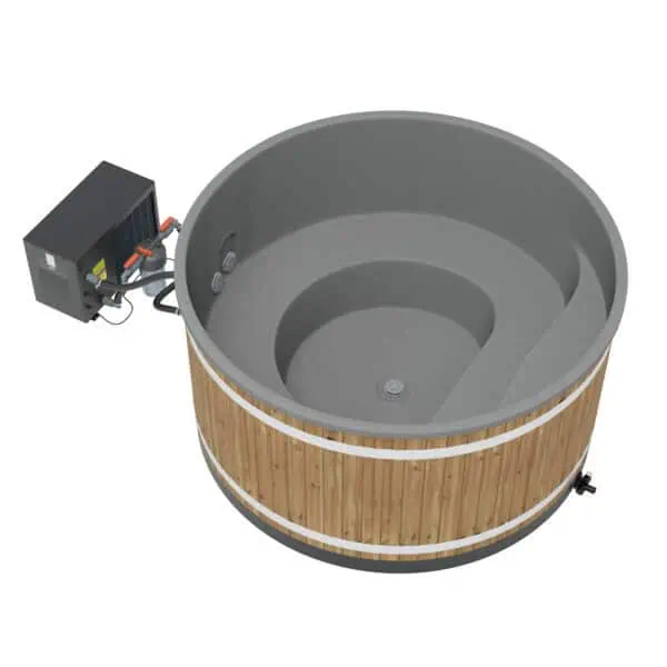 Produktbild 2 - Kirami Badefass Premium Family L Dual - Dual heatpump - Thermowood - Light Gray - 4033