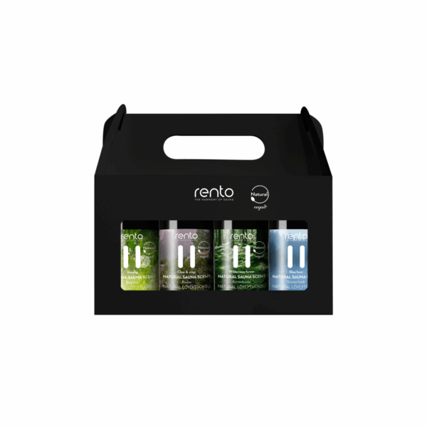 Produktbild 1 - Rento Natürlicher Saunaduft in Geschenkbox 4 x 100 ml - 6410416121109 Produktbild 1 - Rento Natürlicher Saunaduft in Geschenkbox 4 x 100 ml - 6410416121109
