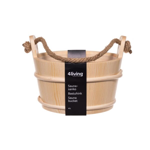 Produktbild 4 - 4 Living-Kollektion Saunakübel mit Seilgriff 4 l Fichtenholz - 6410413191969