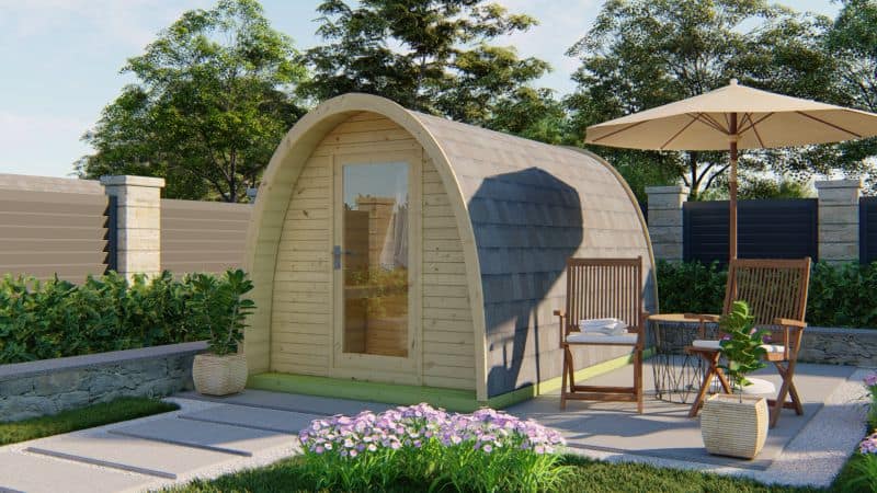 Galeriebild 1 - Tuindeco Sauna POD mit Umkleidekabine - Fichtenholz - Länge 396 cm - 8715815413892