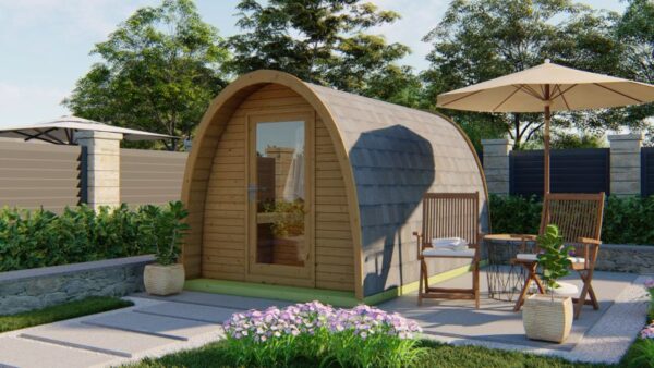Galeriebild 1 - Tuindeco Sauna POD mit Umkleidekabine - Thermowood - Länge 396 cm - 8715815413861