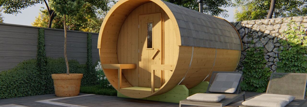 Galeriebild 1 - Tuindeco Saunafass mit Umkleidekabine - Thermowood - Länge 350 cm - 8715815031829
