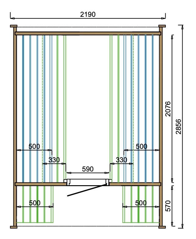Maße - Tuindeco Sauna Cube - Thermowood - Länge 286 cm - 8715815413885