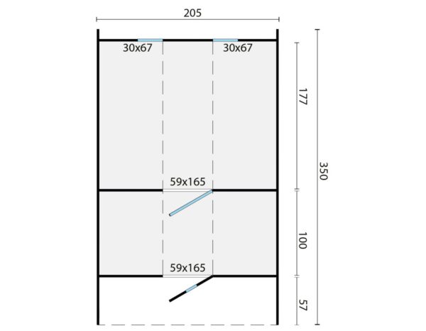 Maße - Tuindeco Saunafass mit Umkleidekabine - Fichtenholz - Länge 350 cm - 8715815031782