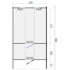 Maße - Tuindeco Saunafass mit Umkleidekabine - Thermowood - Länge 400 cm - 8715815031836