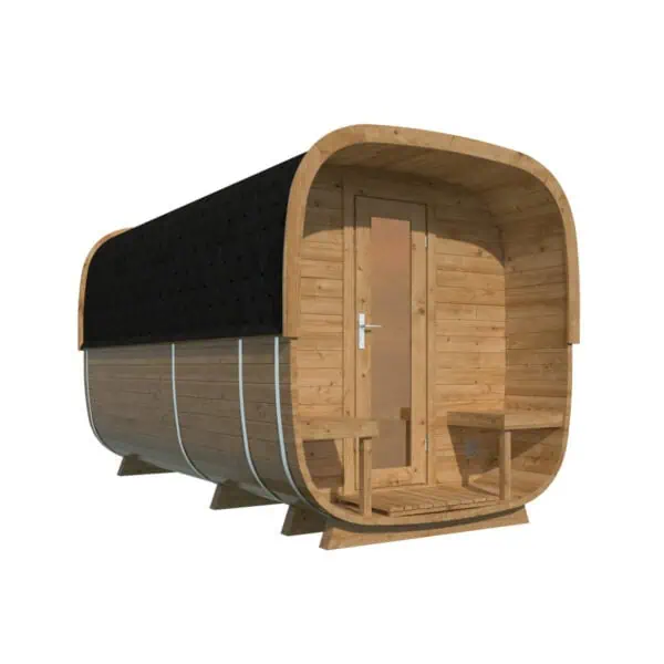 Produktbild 1 - Tuindeco Sauna Cube mit Umkleidekabine - Thermowood - Länge 390 cm - 8715815413939