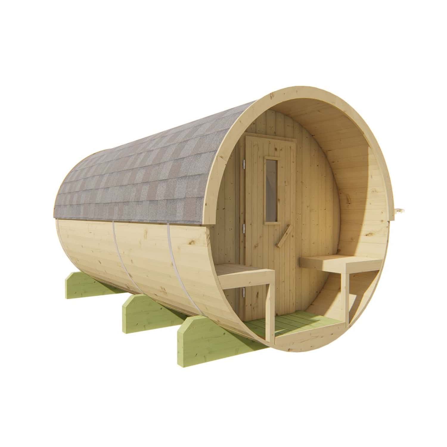 Produktbild 1 - Tuindeco Saunafass mit Umkleidekabine - Fichtenholz - Länge 350 cm - 8715815031782