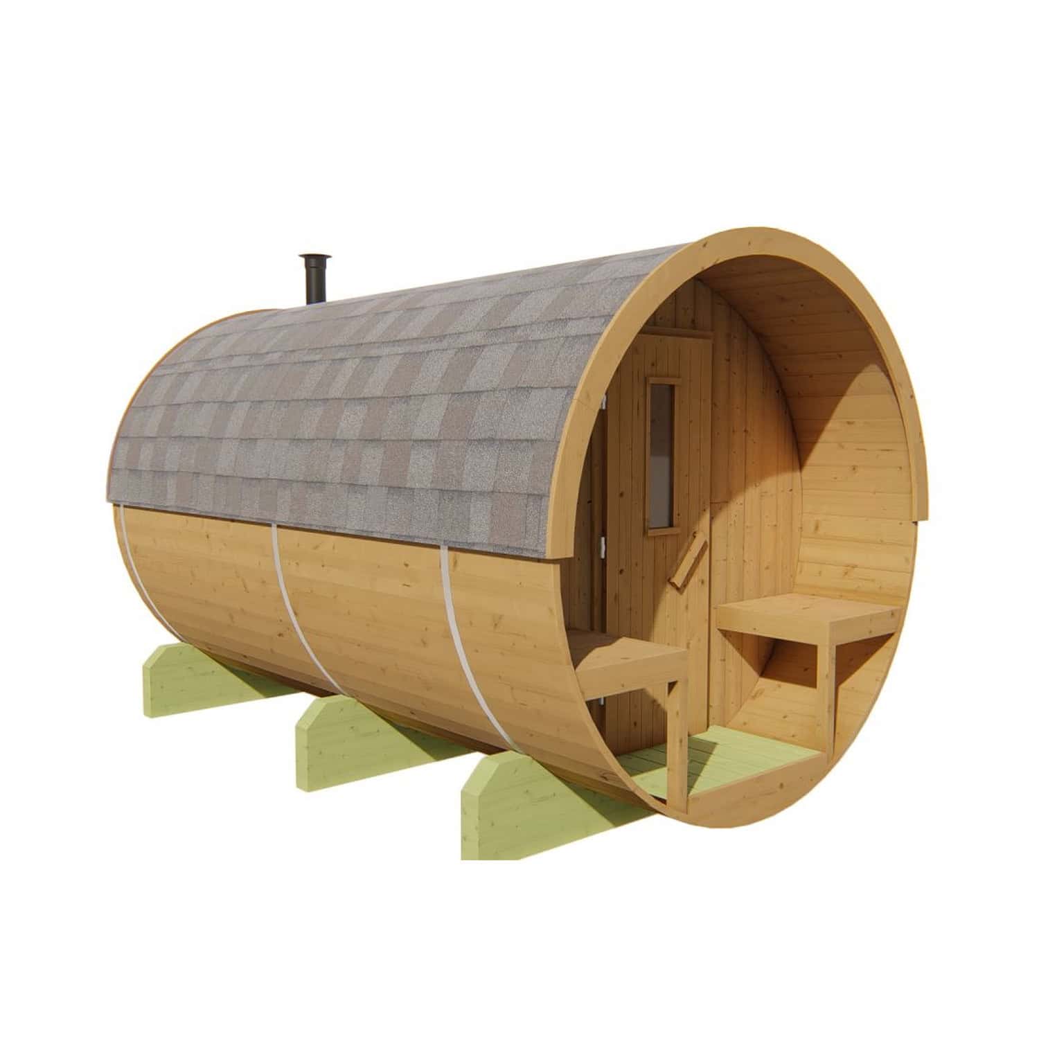 Produktbild 1 - Tuindeco Saunafass mit Umkleidekabine - Thermowood - Länge 350 cm - 8715815031829