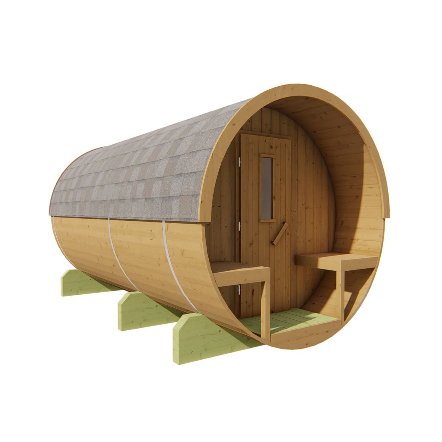 Produktbild 1 - Tuindeco Saunafass mit Umkleidekabine - Thermowood - Länge 400 cm - 8715815031836