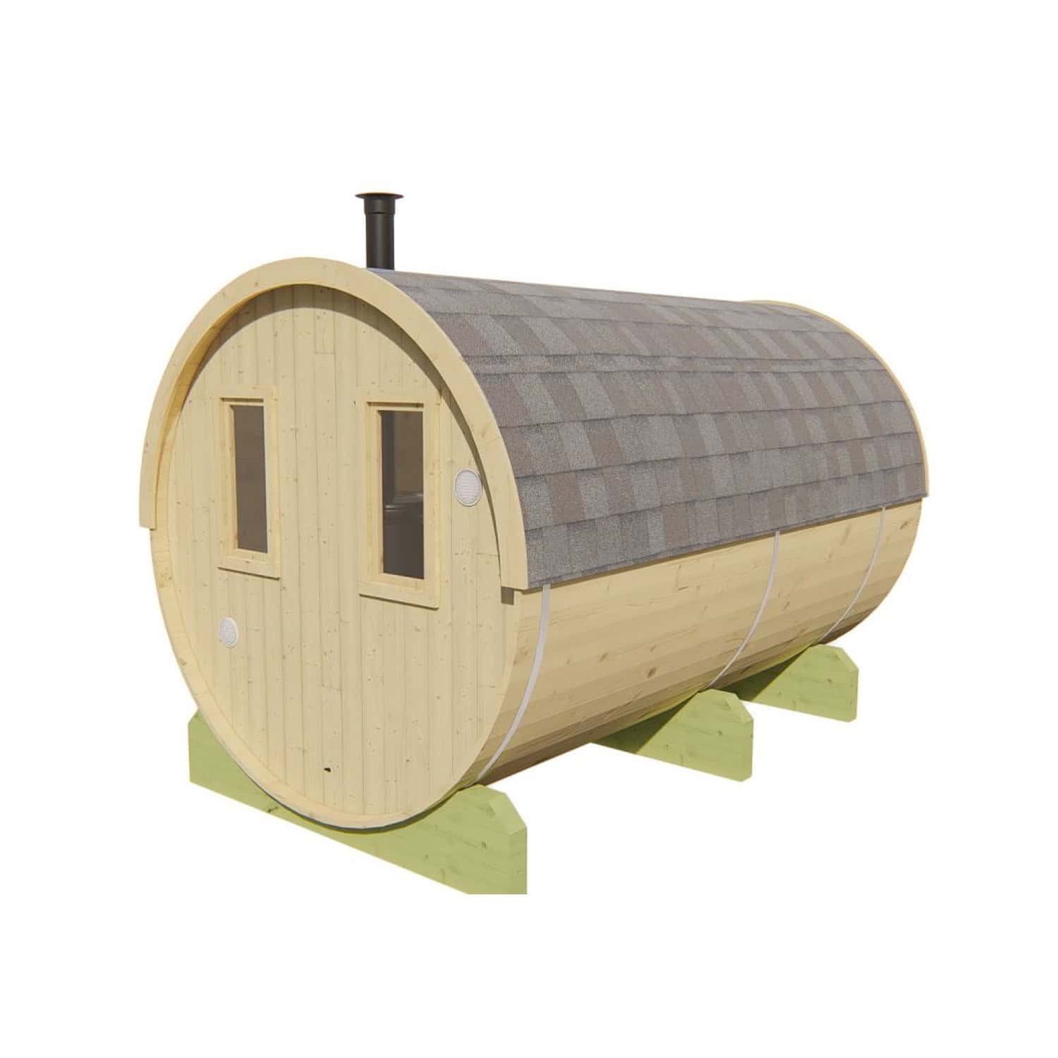 Produktbild 2 - Tuindeco Saunafass mit Umkleidekabine - Fichtenholz - Länge 350 cm - 8715815031782