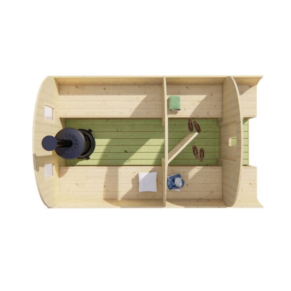 Produktbild 3 - Tuindeco Saunafass mit Umkleidekabine - Fichtenholz - Länge 350 cm - 8715815031782