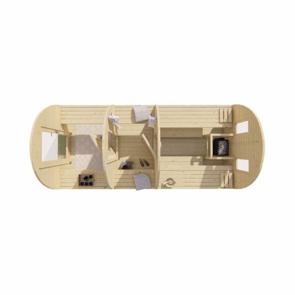 Produktbild 4 - Tuindeco Sauna POD mit 3 Räumen - Fichtenholz - Länge 480 cm - 8715815413908