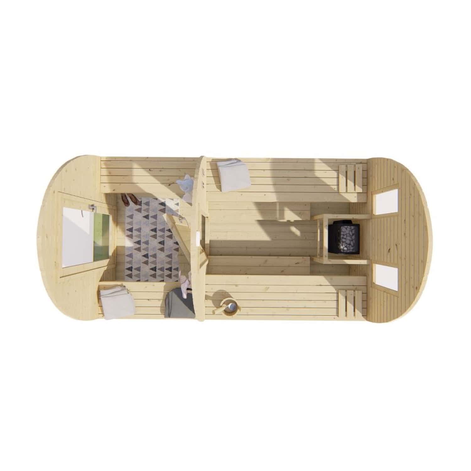 Produktbild 4 - Tuindeco Sauna POD mit Umkleidekabine - Fichtenholz - Länge 396 cm - 8715815413892 Produktbild 4 - Tuindeco Sauna POD mit Umkleidekabine - Fichtenholz - Länge 396 cm - 8715815413892