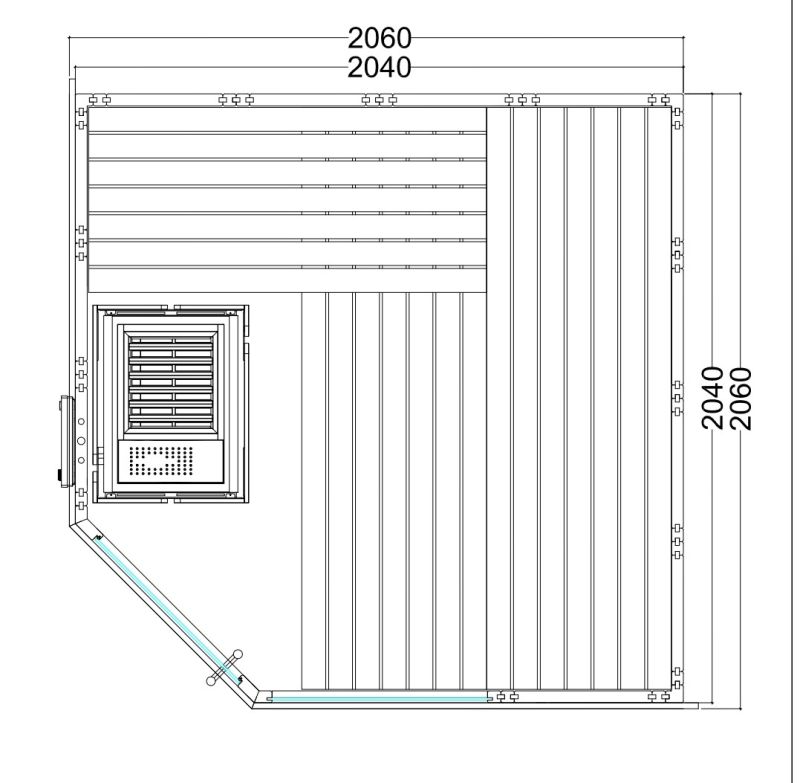 Maße - Tuindeco Innensauna Alaska Corner - P159810 Maße - Tuindeco Innensauna Alaska Corner - P159810