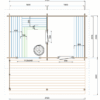 Maße - Tuindeco Terrasse mit Überdachung für Saunahaus Jakobstad - 8715815414097