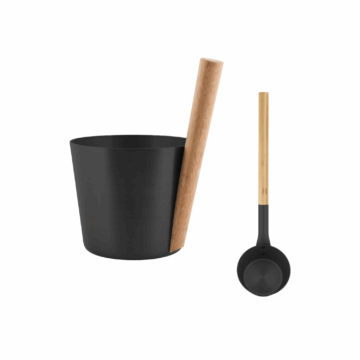 Produktbild Rento Set Saunakübel und Schöpfkelle schwarz Aluminium RT kk s North SPA Produktbild Rento Set Saunakübel und Schöpfkelle schwarz Aluminium RT kk s