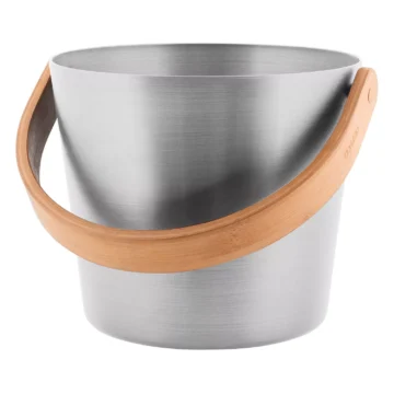 Rento Saunaku bel mit Bambus Henkel Alu silber 